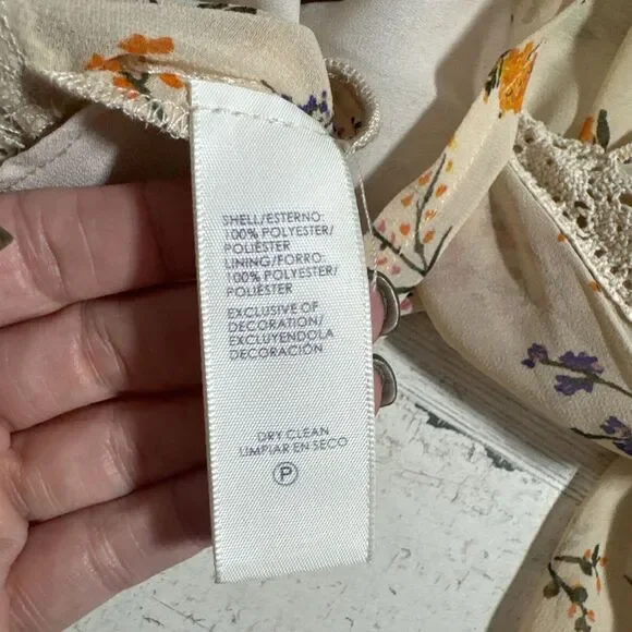 Rebecca Minkoff XS Floral Print Sheer Cold Shoulder Bell Sleeve Blouse Top - Picture 9 of 11